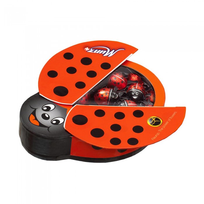 Chocolate lady bugs||| CHF 18.9 |||These funny chocolate bugs delight everyone. Whether as a lucky charm, decoration, welcome gift, small reward, or coffee side order - they are always welcome. ||| 1029